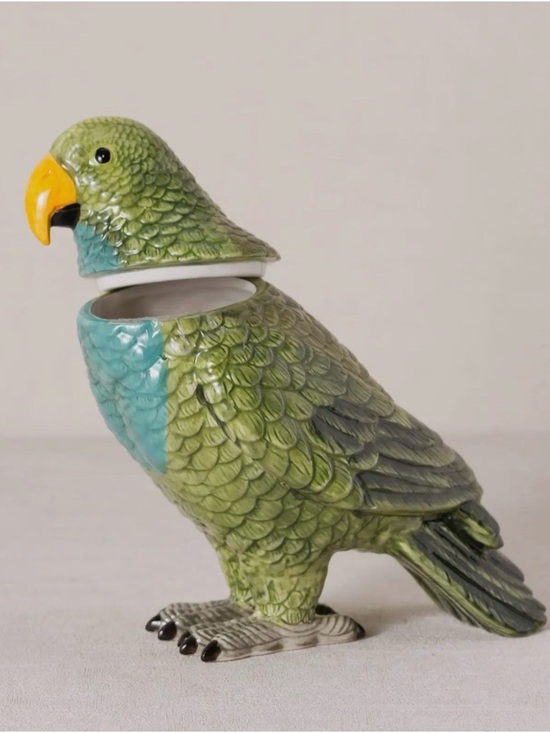 Other - Lidded Ceramic Parrot Treat Jar - Large Decorative Bird Canister
